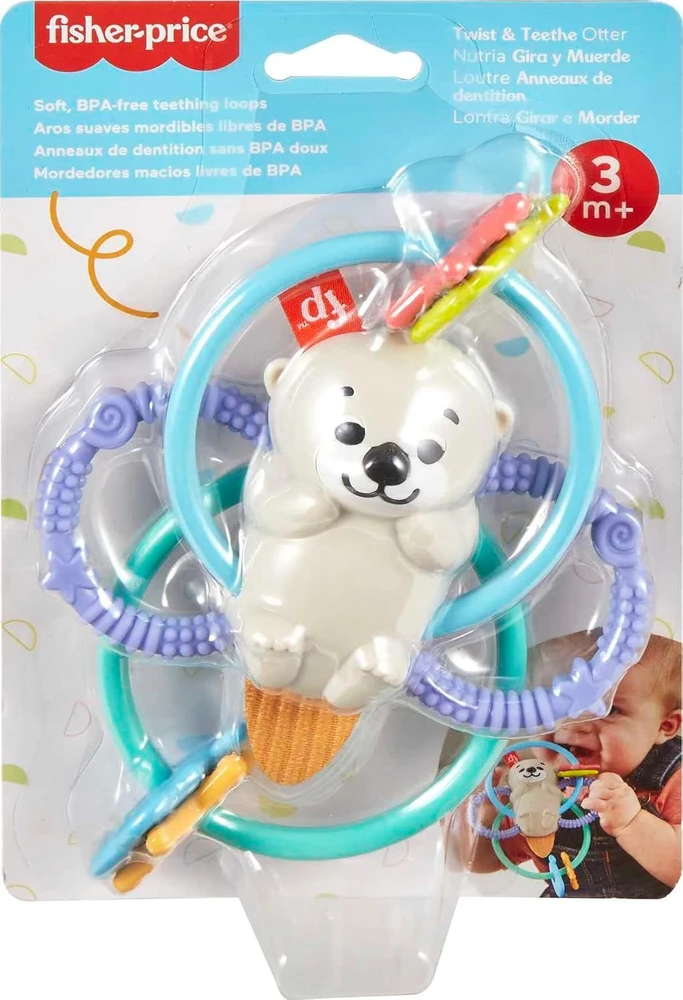 Fisher-price kramtukas su barškučiu, daugiaspalvis, audinys