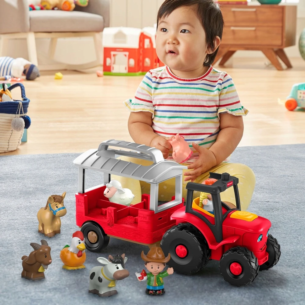 Fisher Price Fisher Vaikštynės-stumdukas traktorius su gyvūnėlių priežiūra Little People