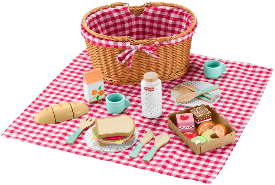 Fisher-Price pikniko krepšelio medinis žaislų rinkinys HXT81