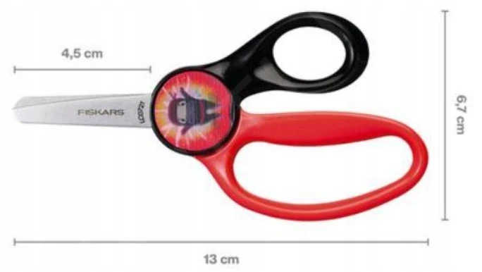 FISKARS ŽIRKLĖS 13cm VAIKAMS, 6 M. M., MOKYKLINĖS, AŠTRIOS, SPALVINGOS