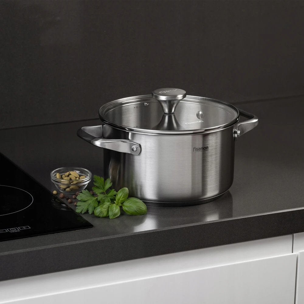 Fissman INOX indukcinis puodas 3,1 L 20 cm, varinis dugnas, dangtis