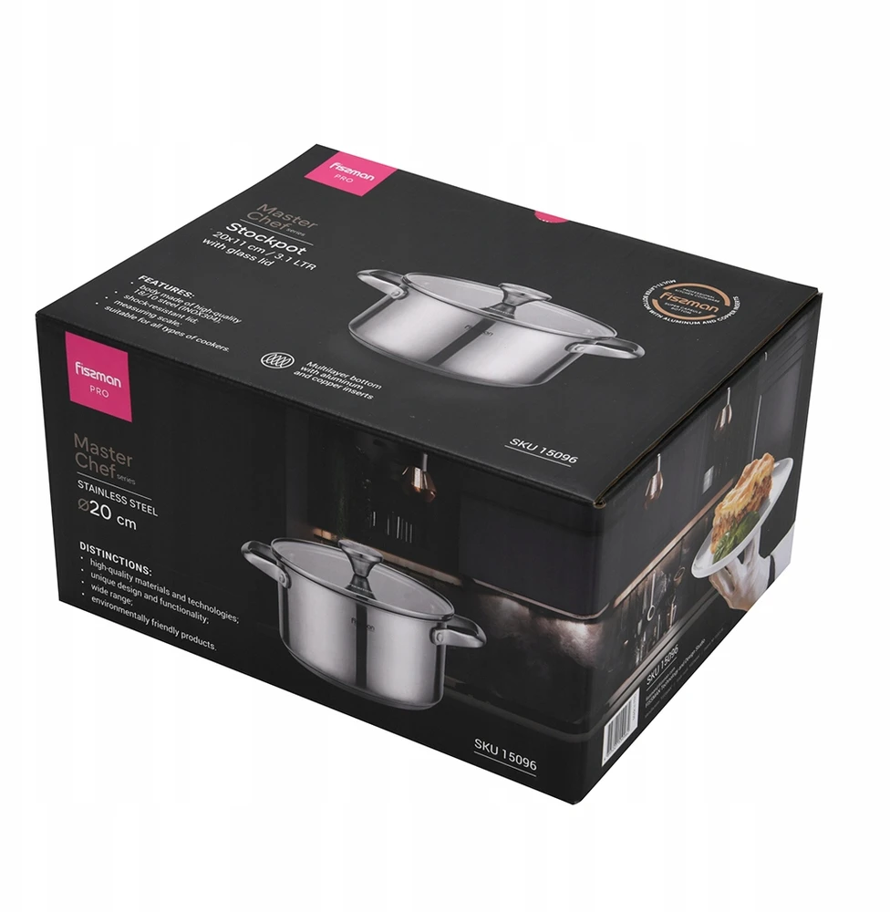 Fissman INOX indukcinis puodas 3,1 L 20 cm, varinis dugnas, dangtis