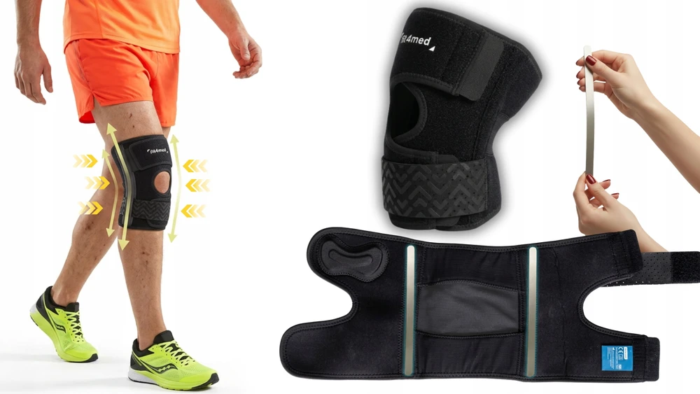 Fit4Med Elastinga kelio ortezė su šoninėmis stabilizacijomis ir petelės žiedu, dydis Xl