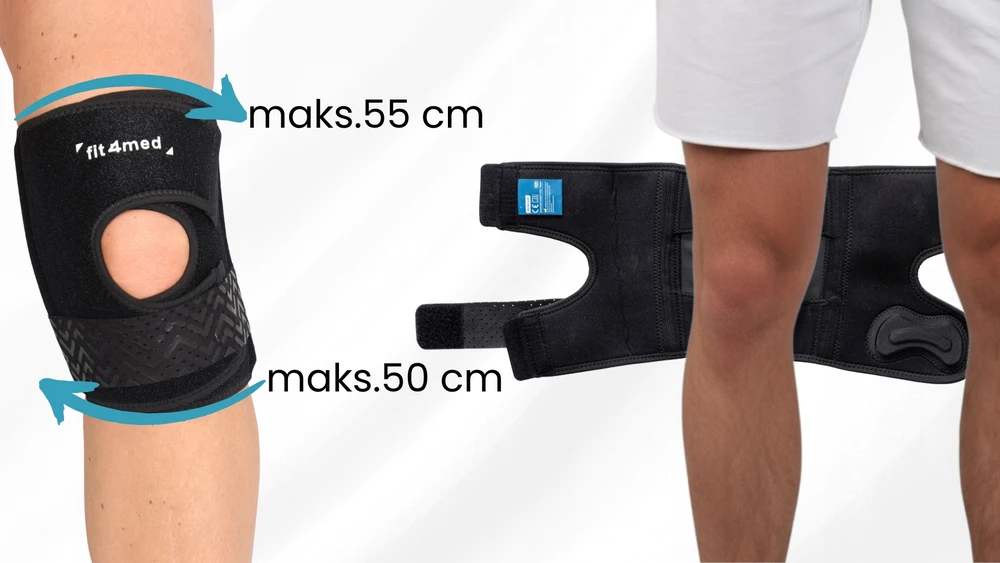 Fit4Med Elastinga kelio ortezė su šoninėmis stabilizacijomis ir petelės žiedu, dydis Xl