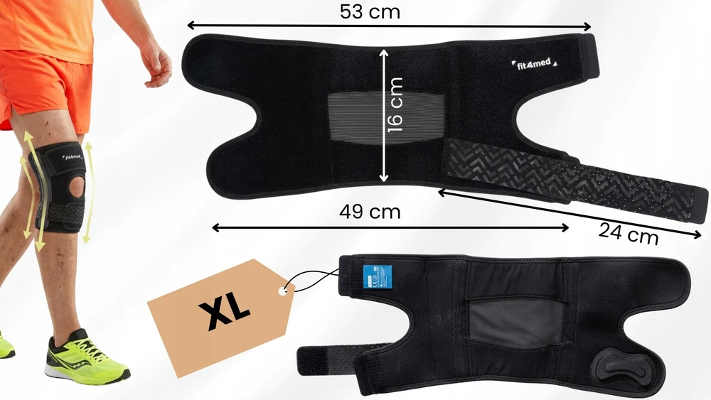 Fit4Med Elastinga kelio ortezė su šoninėmis stabilizacijomis ir petelės žiedu, dydis Xl