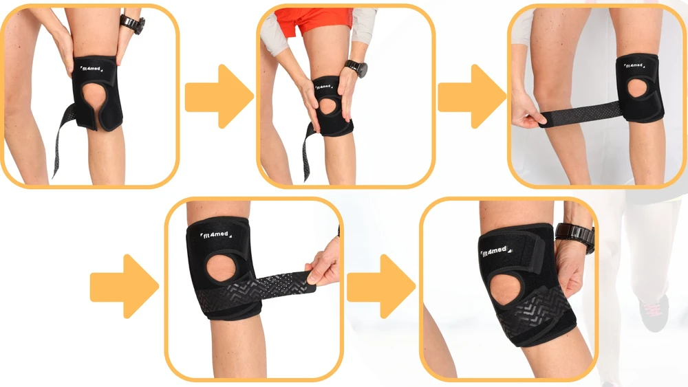 Fit4Med Elastinga kelio ortezė su šoninėmis stabilizacijomis ir petelės žiedu, dydis Xl