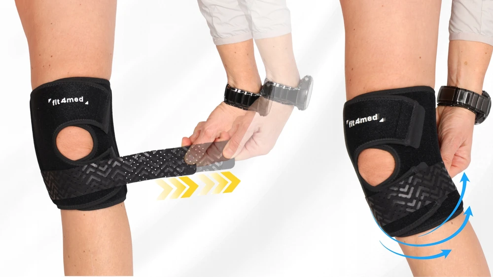 Fit4Med Elastinga kelio ortezė su šoninėmis stabilizacijomis ir petelės žiedu, dydis Xl
