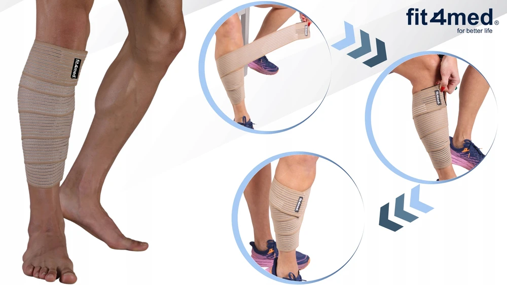 Fit4Med Elastinga kompresinė blauzdos įtvaras su reguliuojamu užsegimu