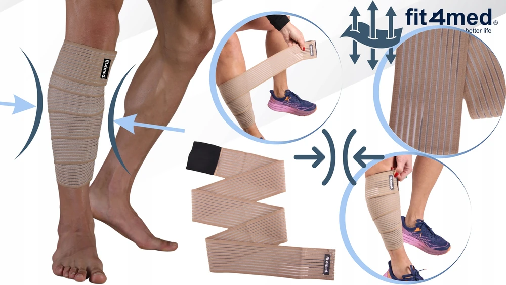 Fit4Med Elastinga kompresinė blauzdos įtvaras su reguliuojamu užsegimu