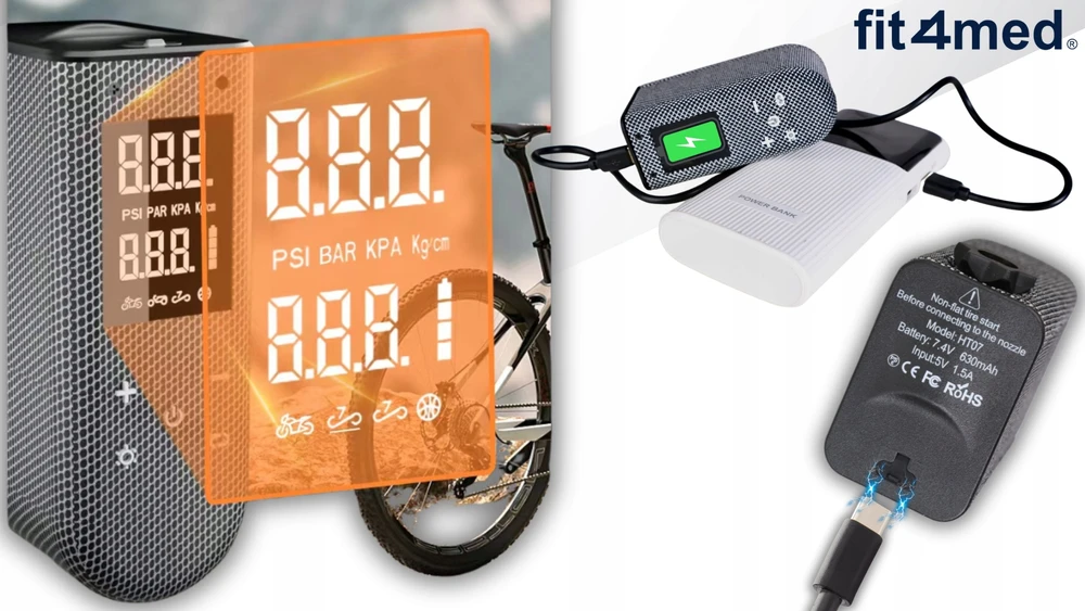 Fit4Med Elektrinis dviračių siurblys mini kompresorius nešiojamas belaidis 100psi