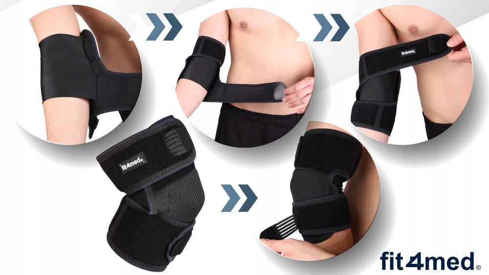 Fit4Med Reguliuojama teniso alkūnės įtvaras su petnešėlėmis