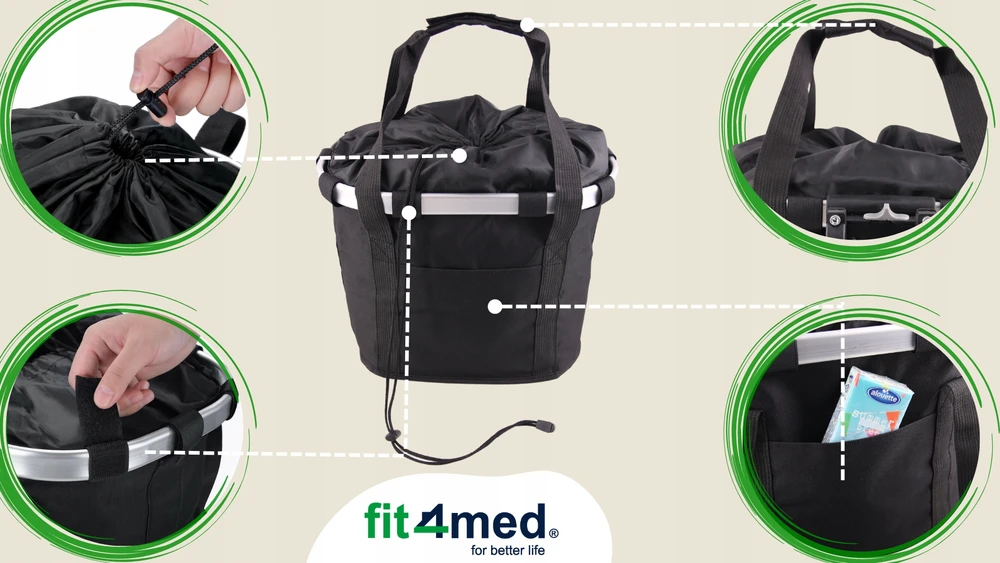Fit4Med Sulankstomas krepšys dviračio vairui