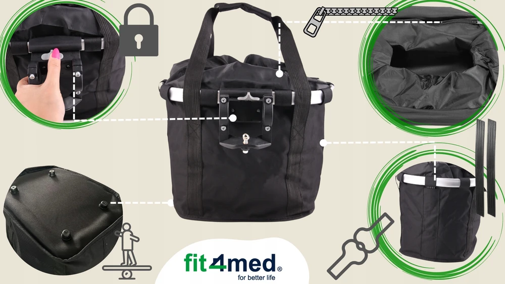 Fit4Med Sulankstomas krepšys dviračio vairui