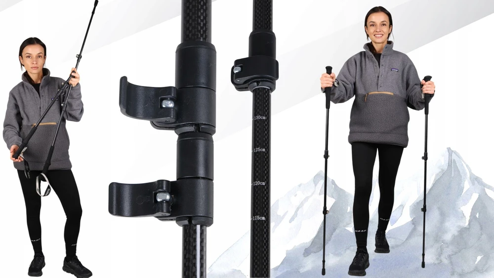 Fit4Med Vaikščiojimo lazdos, sulankstomos, šiaurietiškojo ėjimo, lengvos, trekingo