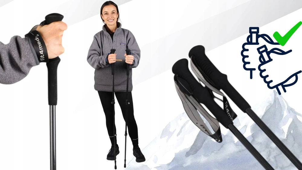 Fit4Med Vaikščiojimo lazdos, sulankstomos, šiaurietiškojo ėjimo, lengvos, trekingo