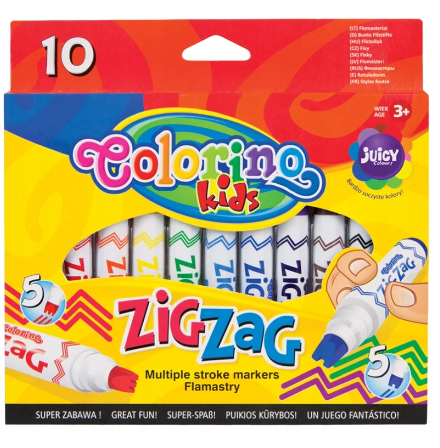 Flomasteriai COLORINO ZIG ZAG, 10 spalvų