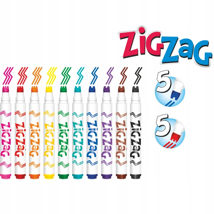 Flomasteriai COLORINO ZIG ZAG, 10 spalvų