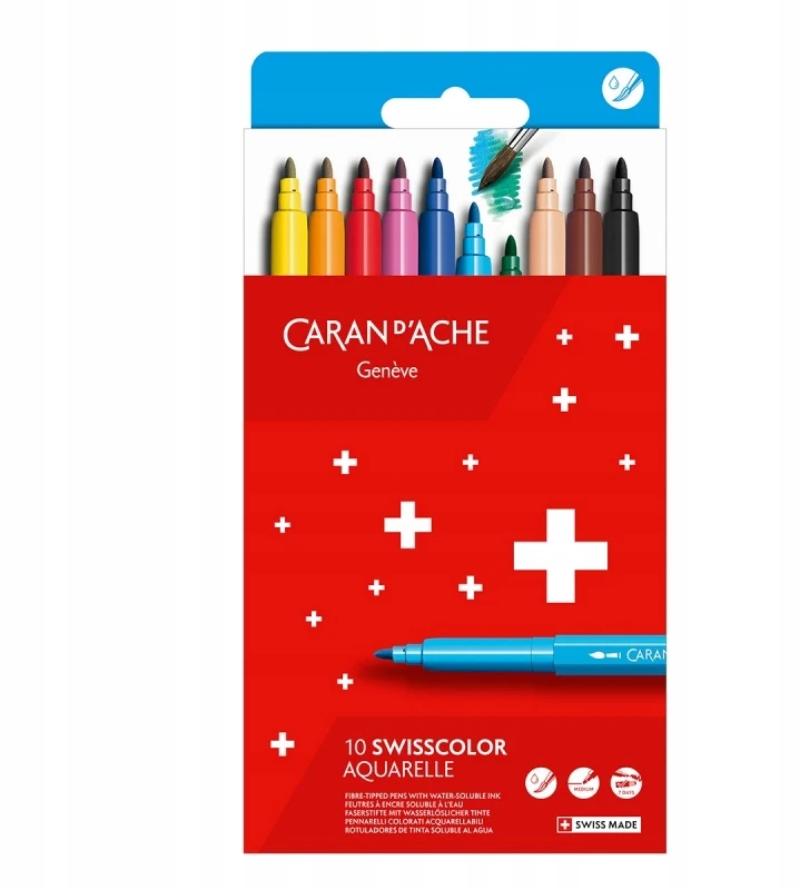 Caran Darche Flamastry akwarelowe CARAN D'ACHE Swisscolor 10vnt