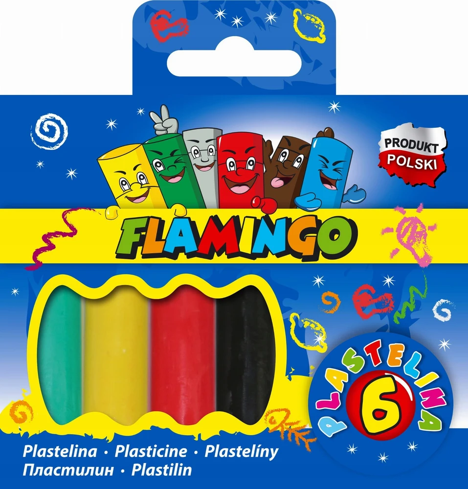 Flamingo Apvalus mokyklinis plastilinas 6 spalvų