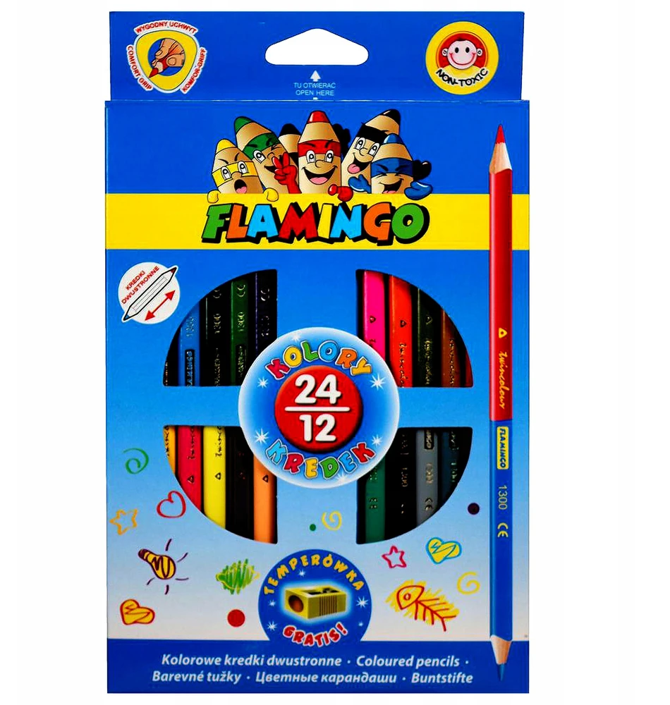 Flamingo Line Titanum Kredki Dwustronne 24kol 12szt (TITA0479)