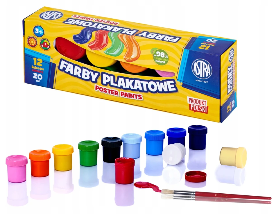 Titanum Flamingo Plakatų dažai 12 pastelinių spalvų, 20 ml