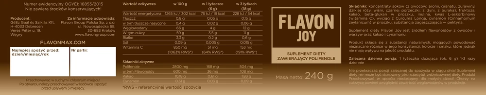 FLAVON JOY flavonoidai + kakava imunitetui ir gerai savijautai
