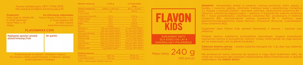 Flavon Kids indelis 240g