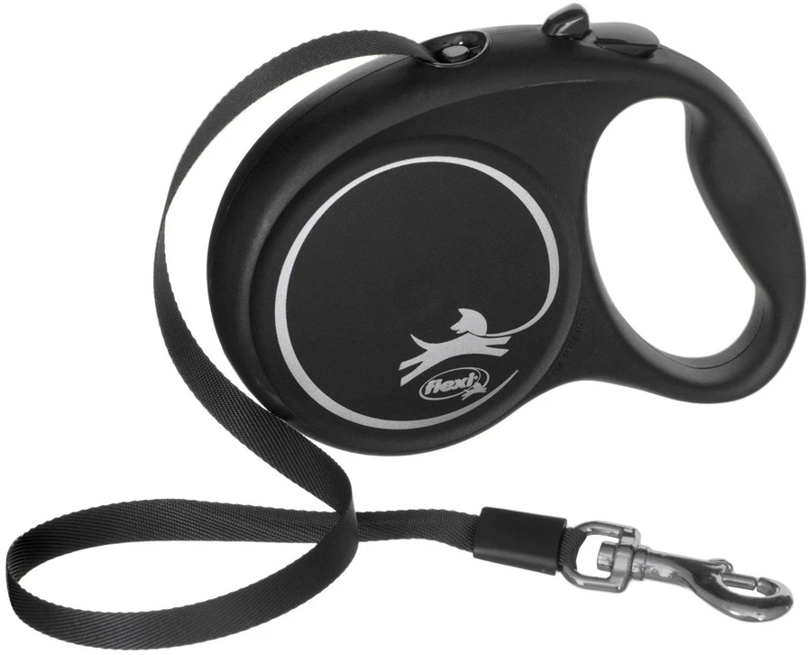 Flexi Black Design S pavadėlis šunims iki 15kg juostinis 5m mėlynos spalvos