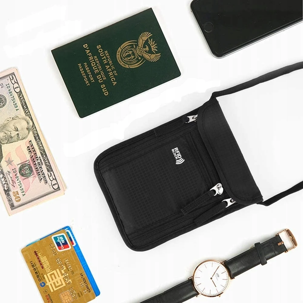 Flintronic RFID kaklo krepšio kelioninė piniginė ir paso dėklas