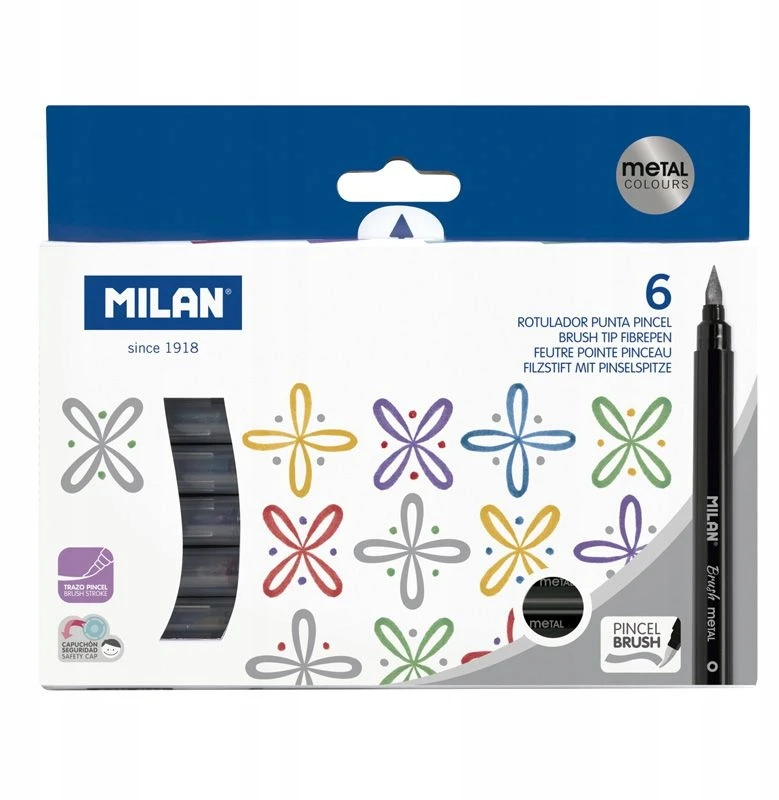 Flomasteriai 6 spalvų BRUSH METAL 0612606MET MILAN