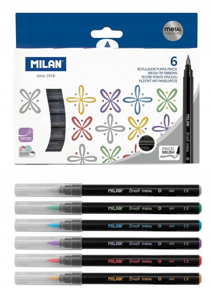 Flomasteriai 6 spalvų BRUSH METAL 0612606MET MILAN