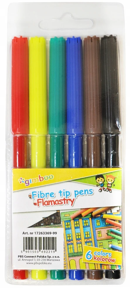 Flomasteriai 6 spalvų - Gimboo