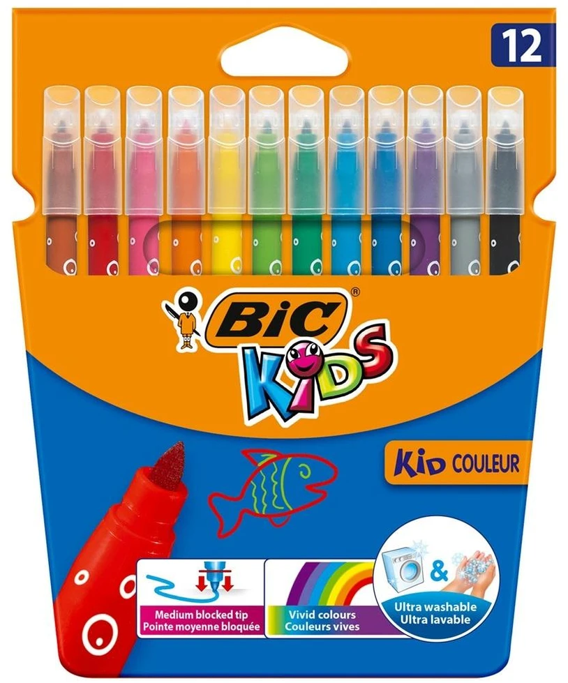 Flomasteriai Bic Kids Couleur, vienpusiai, 12 vnt.