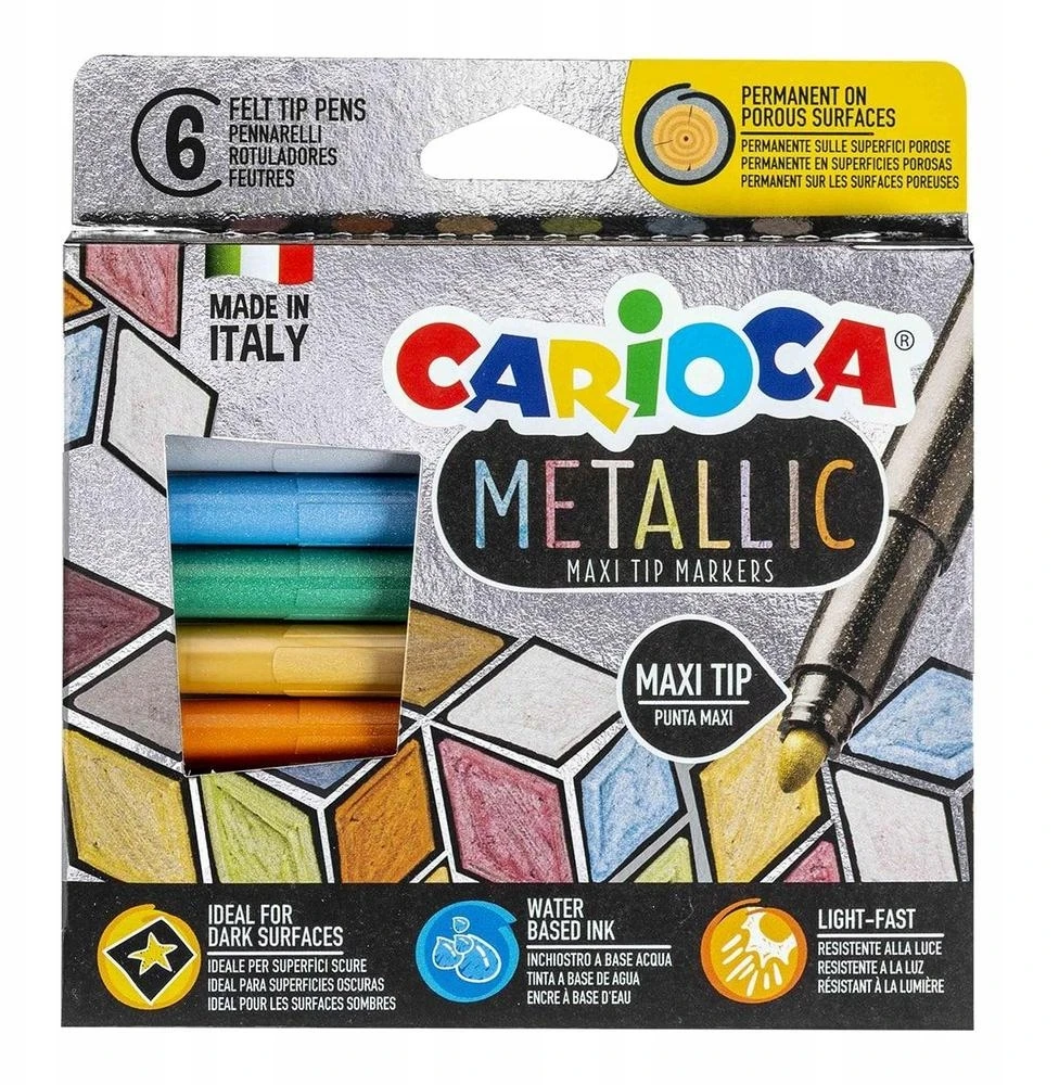 Flomasteriai CARIOCA Metallic MaxiMarkers, 6 vnt.
