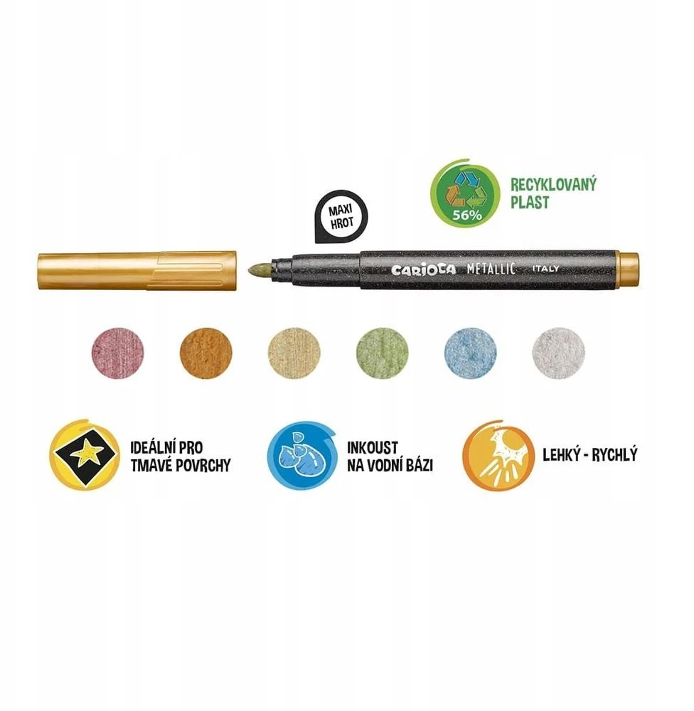 Flomasteriai CARIOCA Metallic MaxiMarkers, 6 vnt.