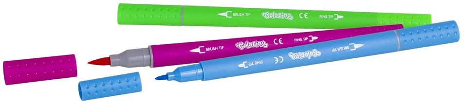 Flomasteriai Colorino Kids 2in1, dvipusiai, tribriauniai, 12 spalvų