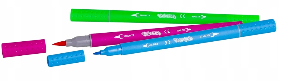 Flomasteriai Colorino Kids 2in1, dvipusiai, tribriauniai, 12 spalvų