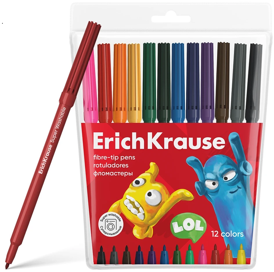 Flomasteriai ErichKrause Jolly Friends, 12 vnt.