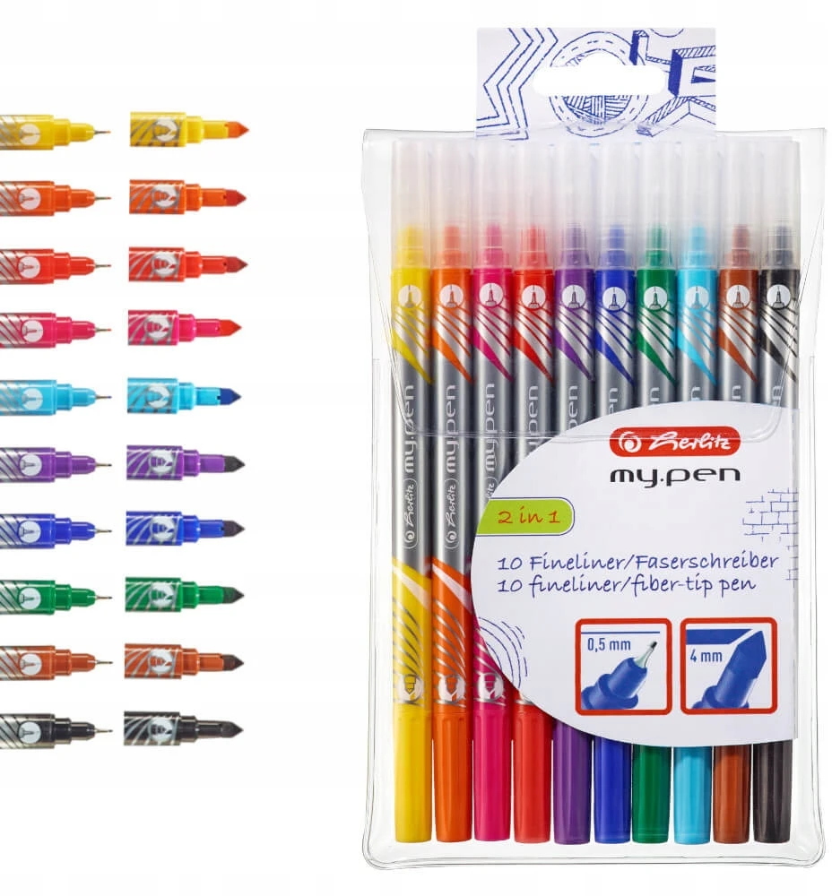 Flomasteriai Herlitz My Pen, dvipusiai, 10sp