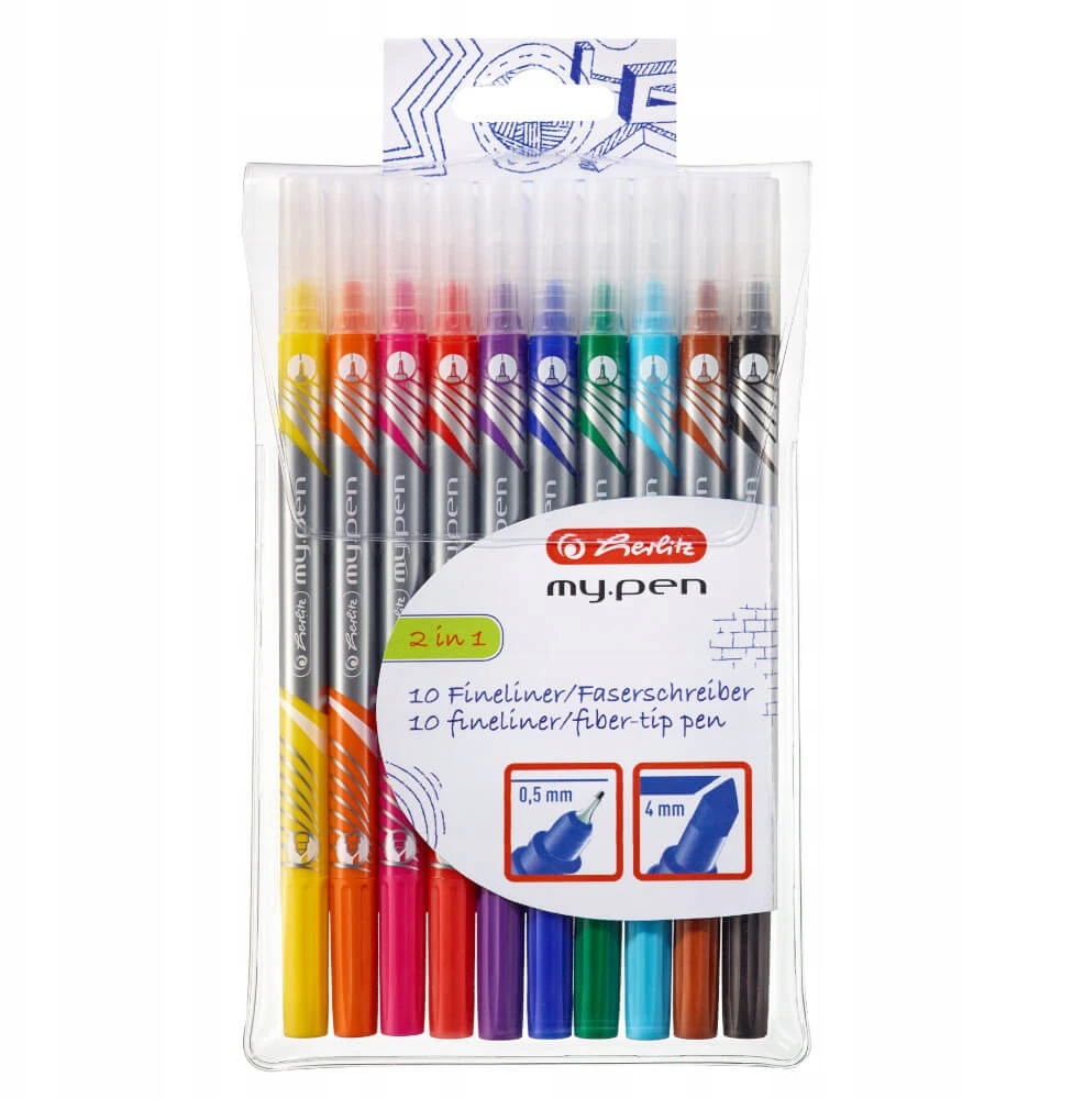 Flomasteriai Herlitz My Pen, dvipusiai, 10sp