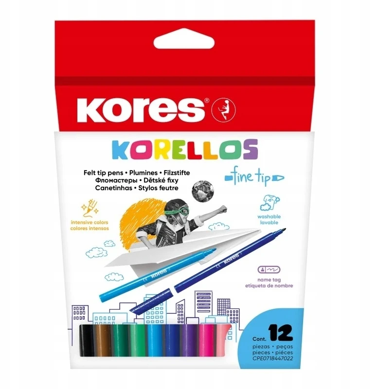 Kores Flomasteriai KORELLOS 12 vnt.