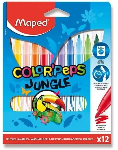 Flomasteriai Maped Color Peps Jungle, 12 spalvų