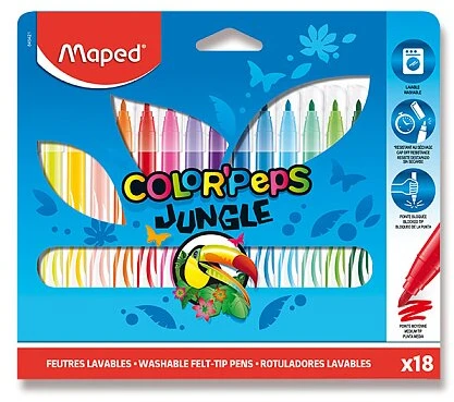 Flomasteriai Maped Color Peps Jungle, 18 spalvų