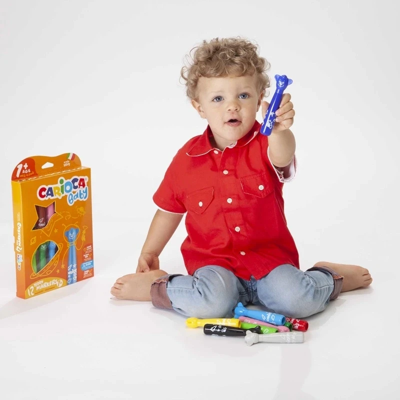 Flomasteriai mažyliams Carioca Baby Teddy Markers 1+ 12 spalvų