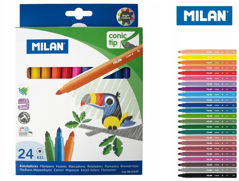 Flomasteriai Milan Conic, 24 spalvų