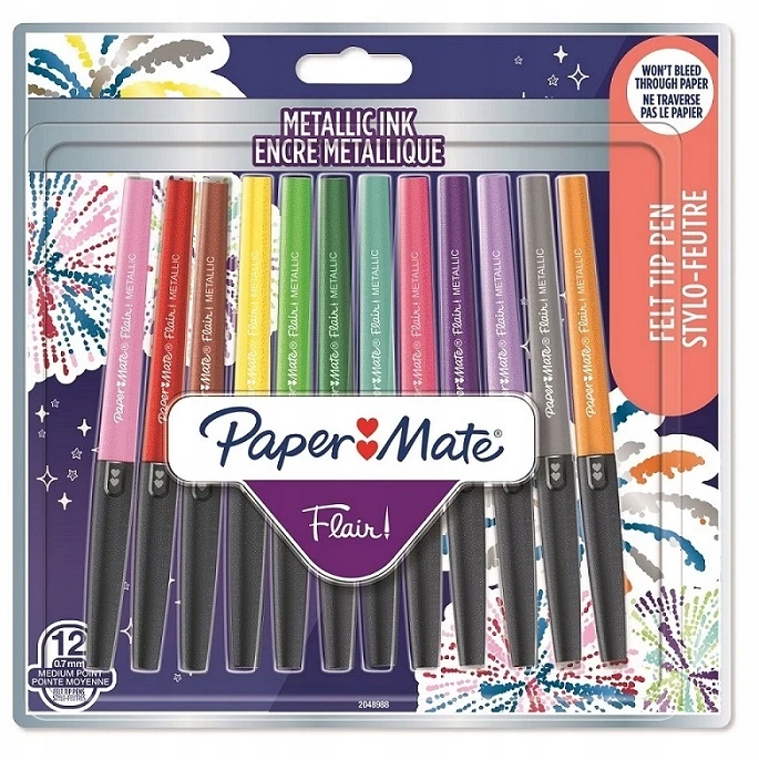 Flomasteriai Papermate Flair | galiukas medium (0,7 mm) | metallic | 12 vnt. - 2137362