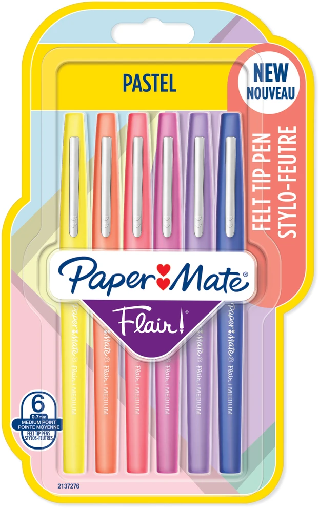 Tušinukų rinkinys piešimui PaperMate Flair Pastel 6 (0,7mm) - 2137276