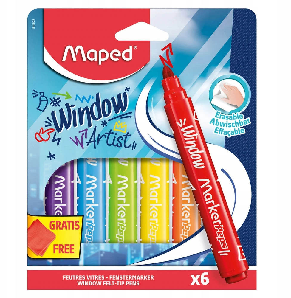 Flomasteriai piešti ant stiklo Maped, 6 vnt.