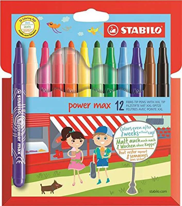 Stabilo Flomasteriai POWER MAX, 12 sp.