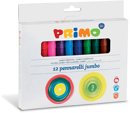 Flomasteriai Primo Jumbo, 12 spalv.